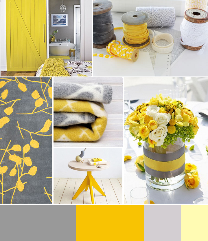 Сочетание цветов в интерьере желтый и серый