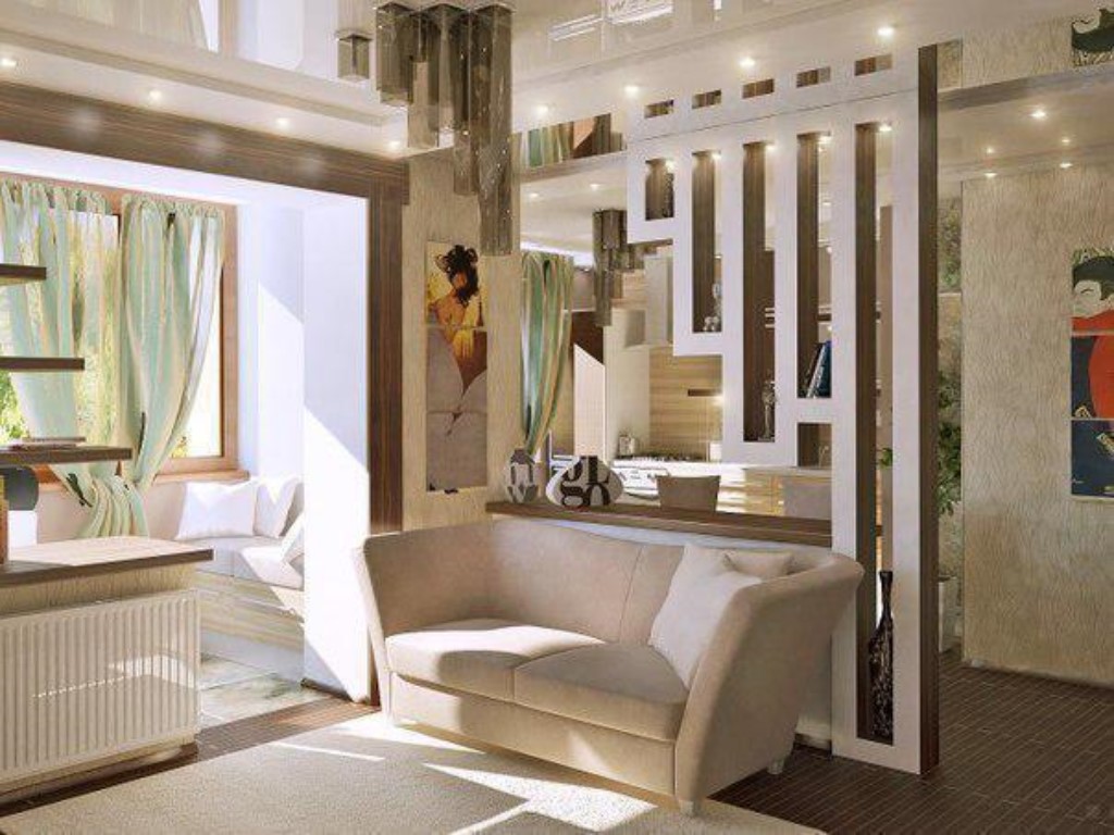 Спальня с перегородкой декоративной дизайн фото