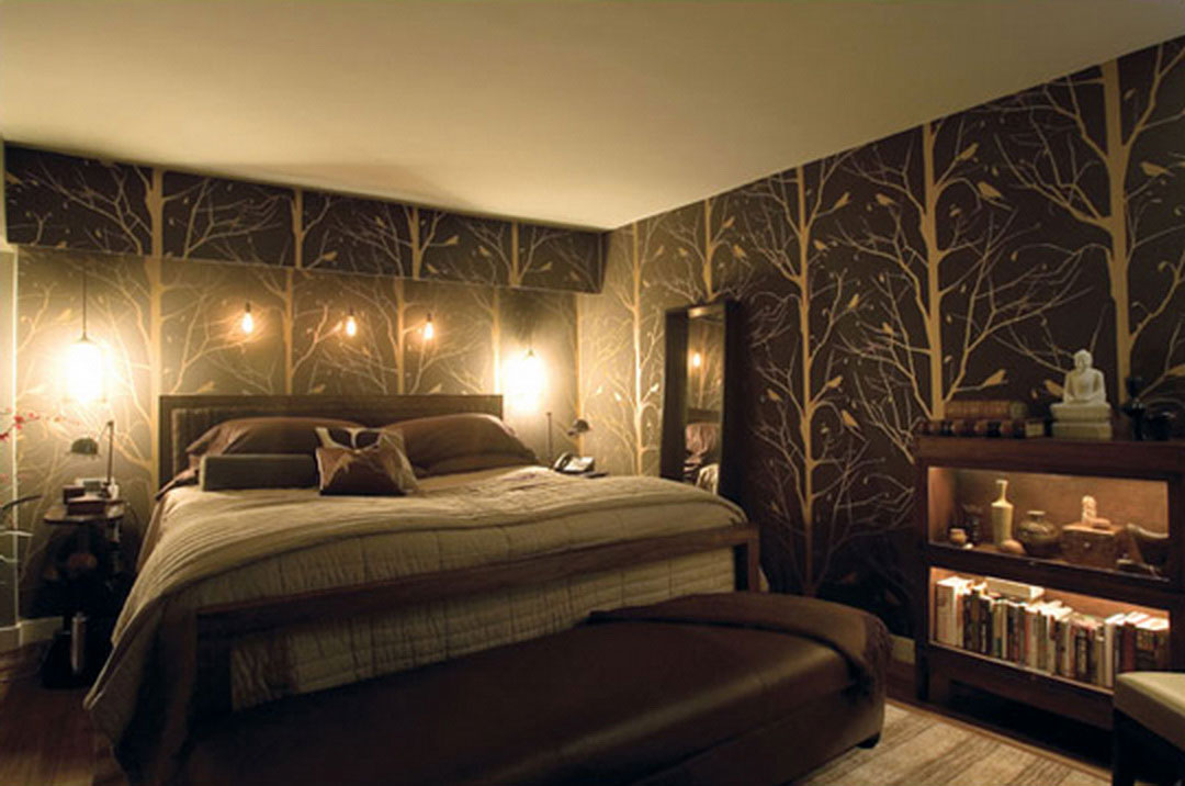 Интерьер спальни в коричневом стиле без смс