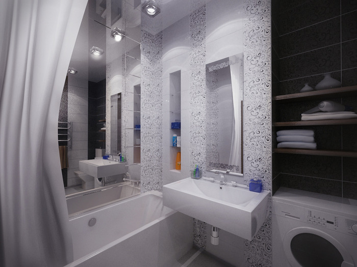 Черно-белая маленькая ванная комната дизайн » Картинки и фотографии .
