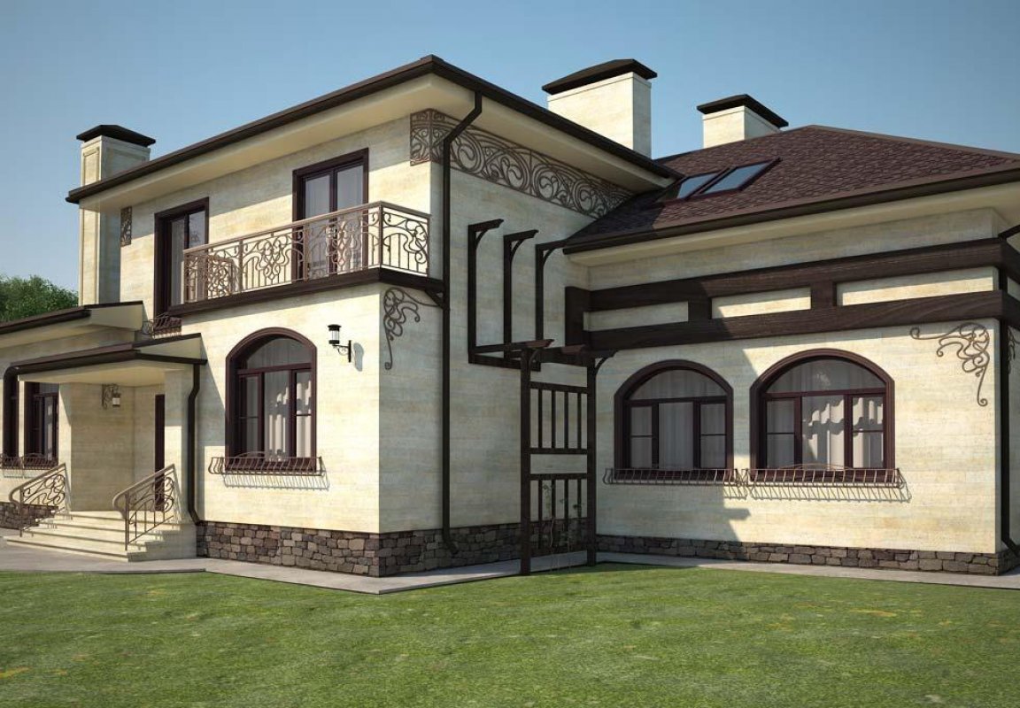 Дизайн фасада частного двухэтажного дома