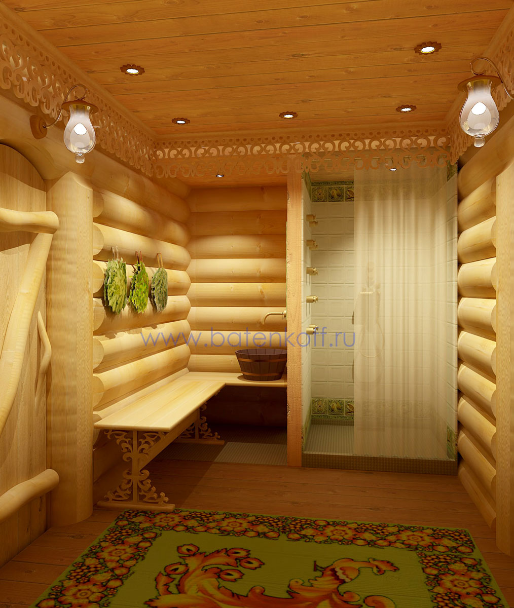 Дизайн бани с комнатой