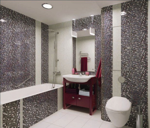 Дизайн ванной мозаикой с мозаикой