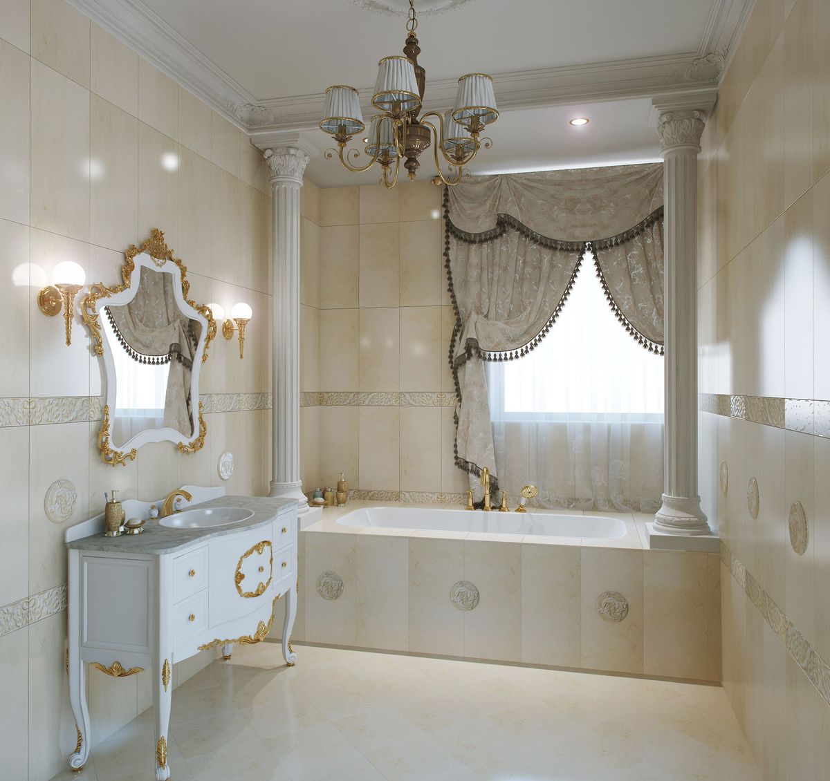 Дизайн интерьера ванной в классическом стиле » Картинки и фотографии .