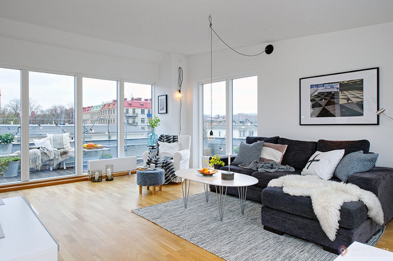 Квартира в скандинавском стиле с панорамными окнами