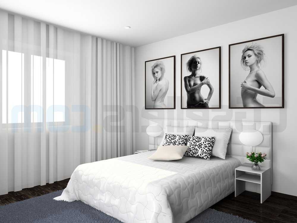 Чёрно-белые фото для интерьера спальни