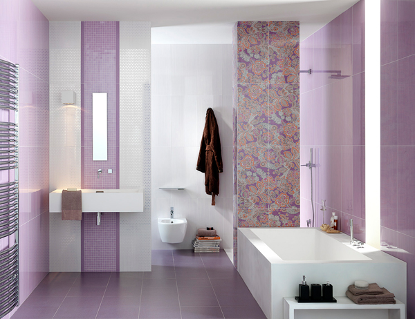 Плитка в ванной дизайн два цвета