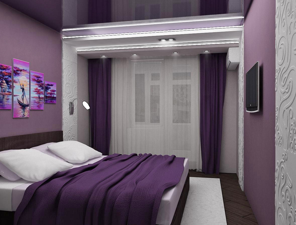 Дизайн комнаты с фиолетовыми стенами