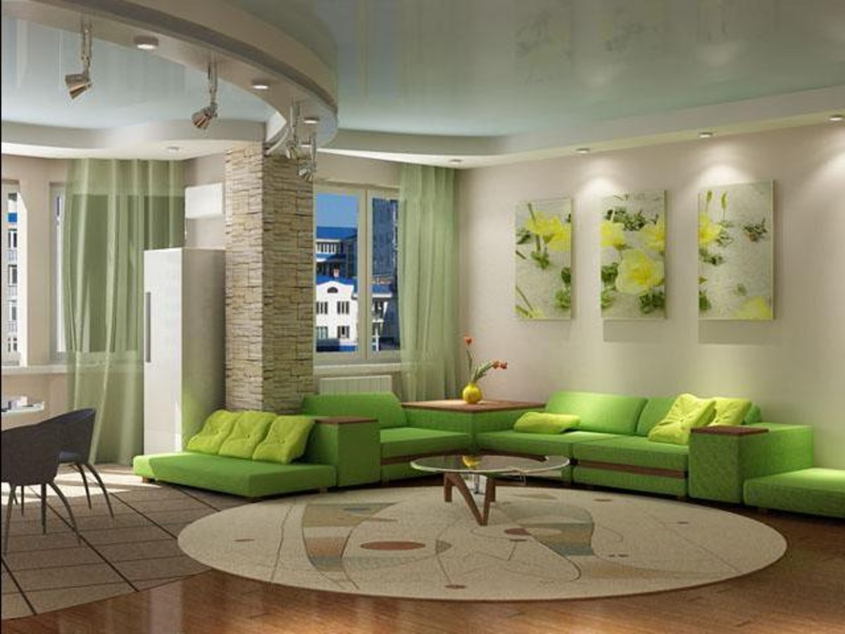 дизайн квартиры в зеленых тонах