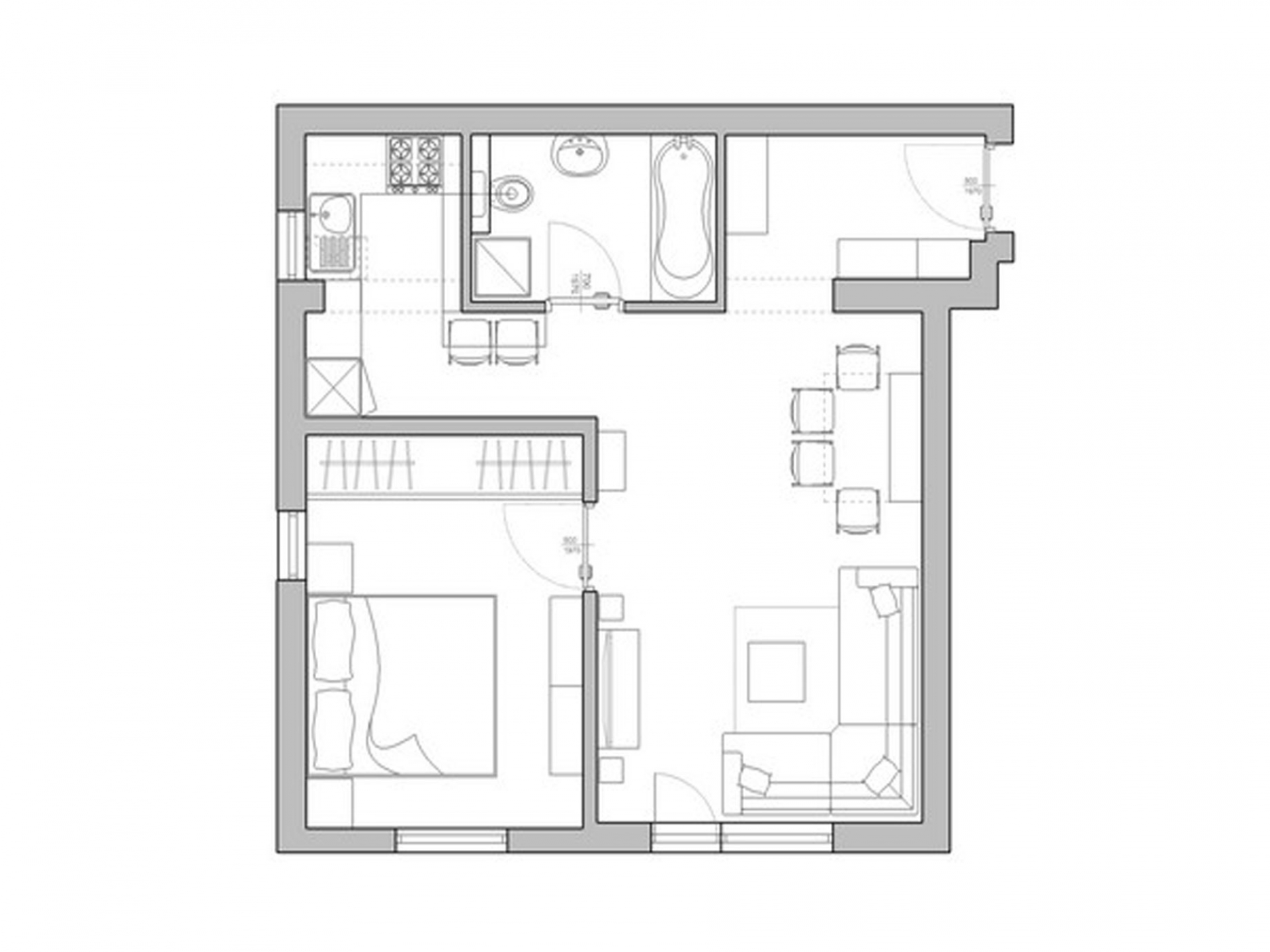 План двухкомнатной квартиры сверху