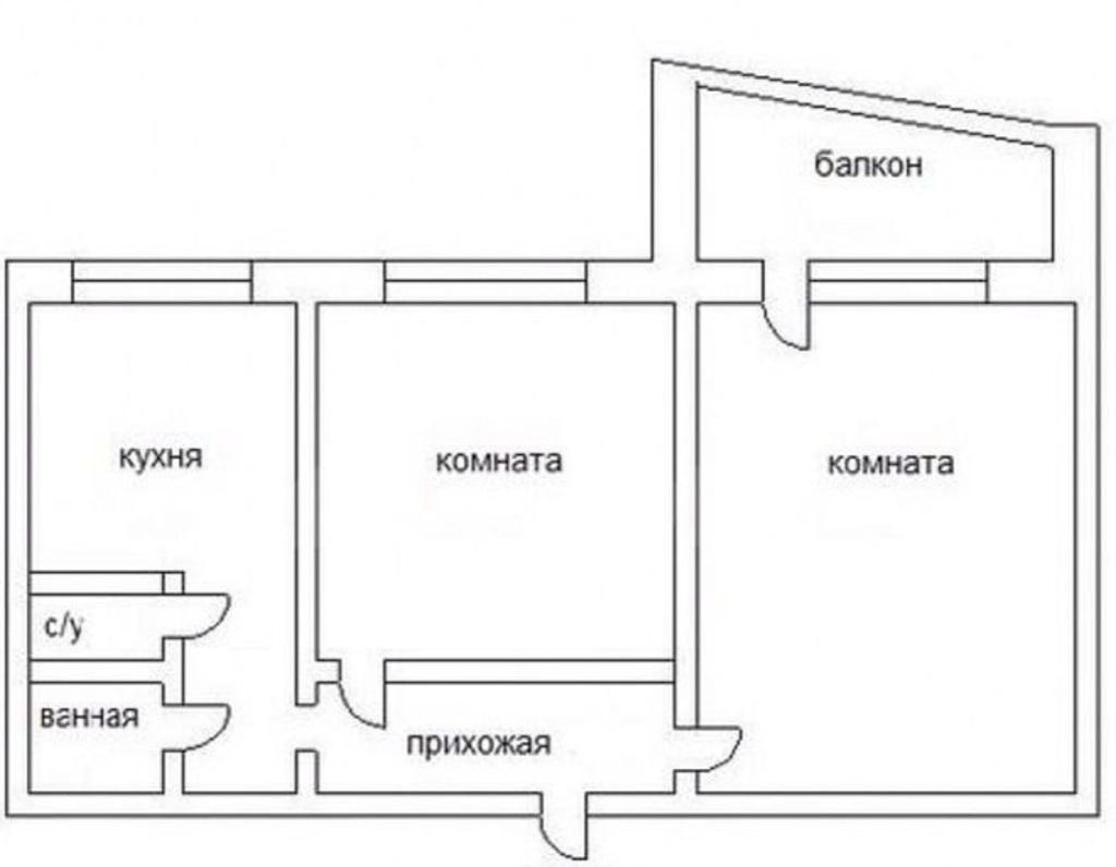 Планировка стандартной 2-х комнатной квартиры в панельном доме .