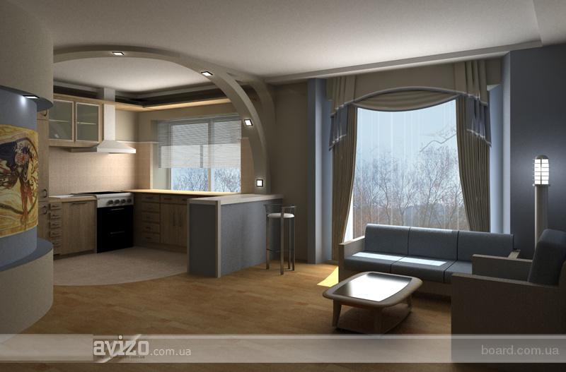 Дизайн квартиры зала совмещенного с кухней