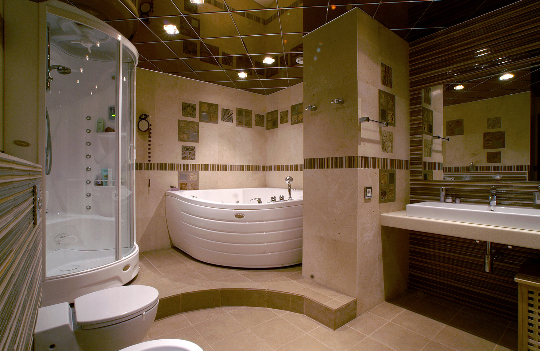 ванная комната с джакузи и душевой дизайн