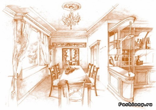 Дизайн дома внутри рисунок