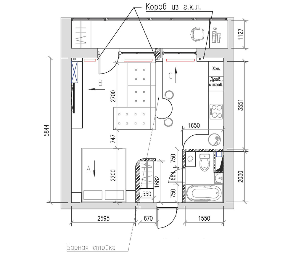 Перепланировка квартиры в доме П 46 - PEREPLAN