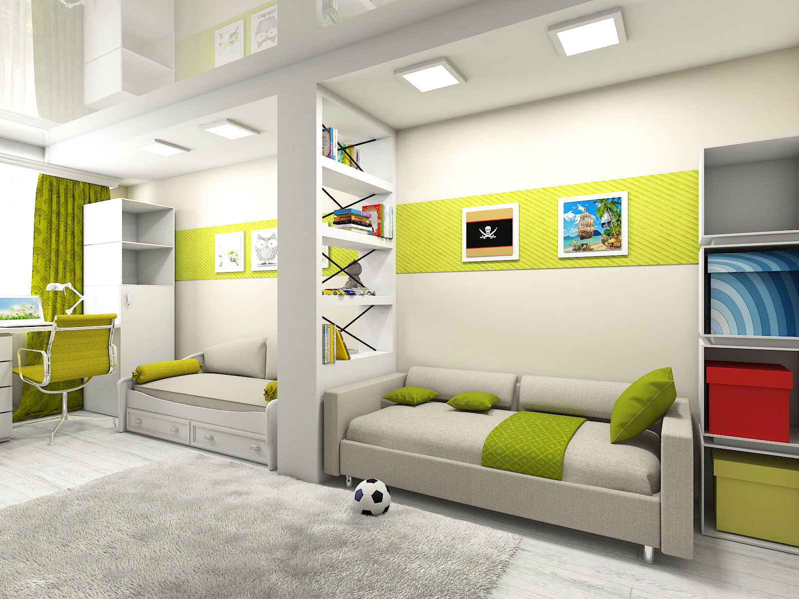 Дизайн комнаты для разнополых школьников