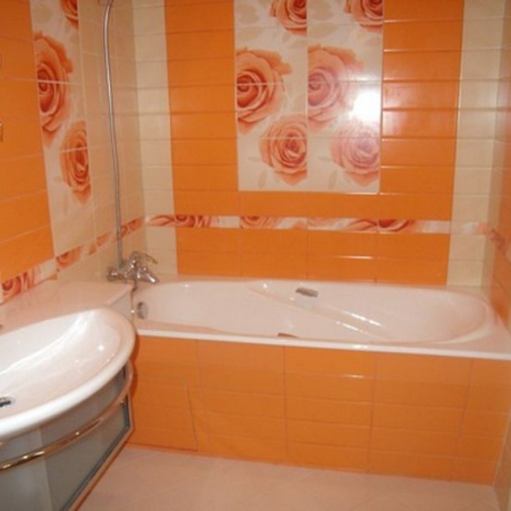 Ванная плитка оранжевая в хрущевке