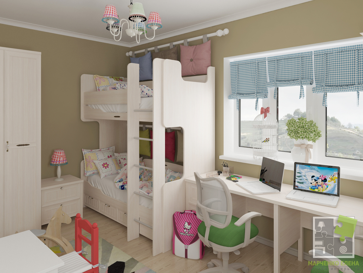 Дизайн детской комнаты для двоих разнополых 18 кв м