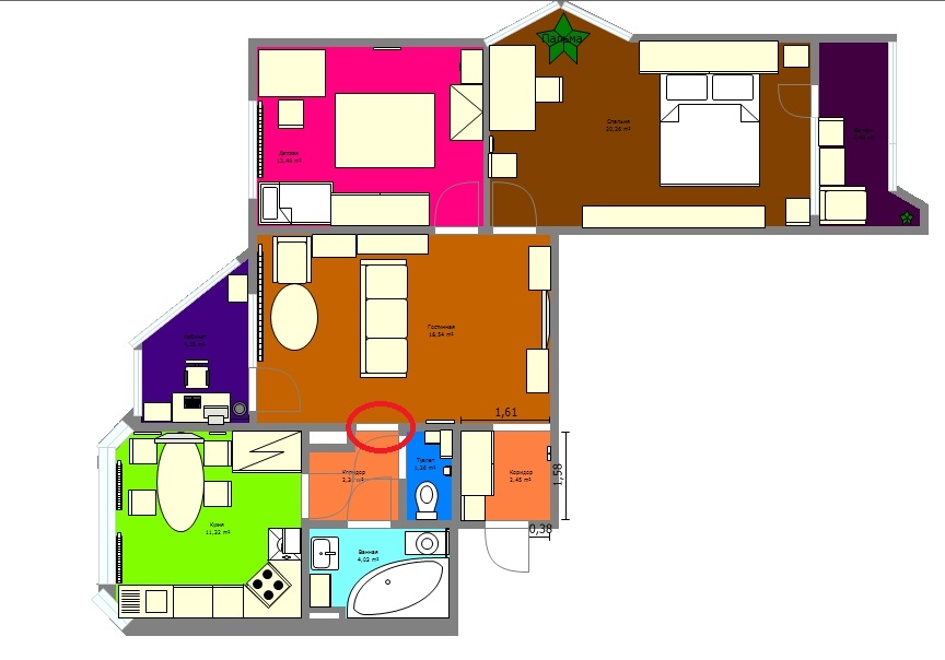Дизайн 1 комнатной квартиры п44