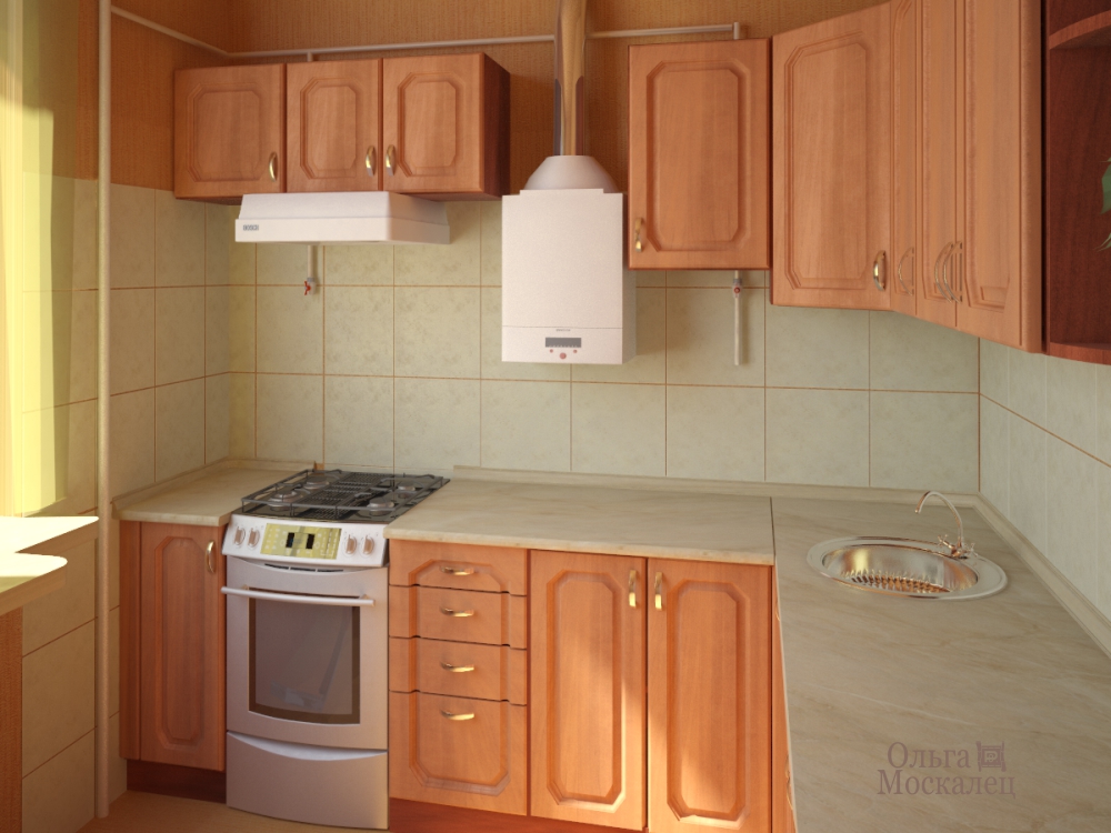Кухня 4 кв метра дизайн с холодильником и газовой колонкой