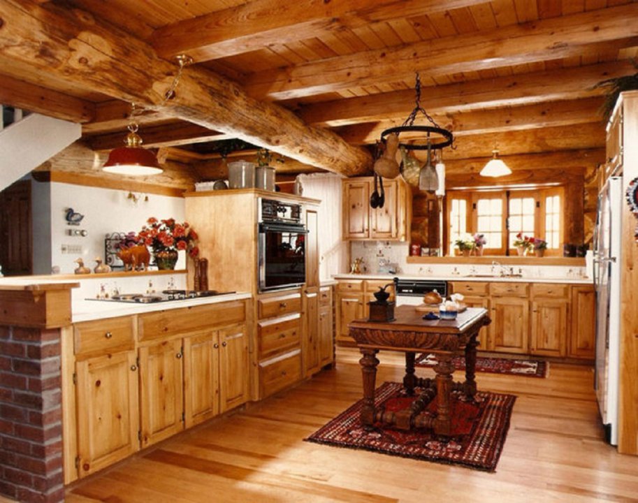 Интерьер кухни своими руками в деревянном доме