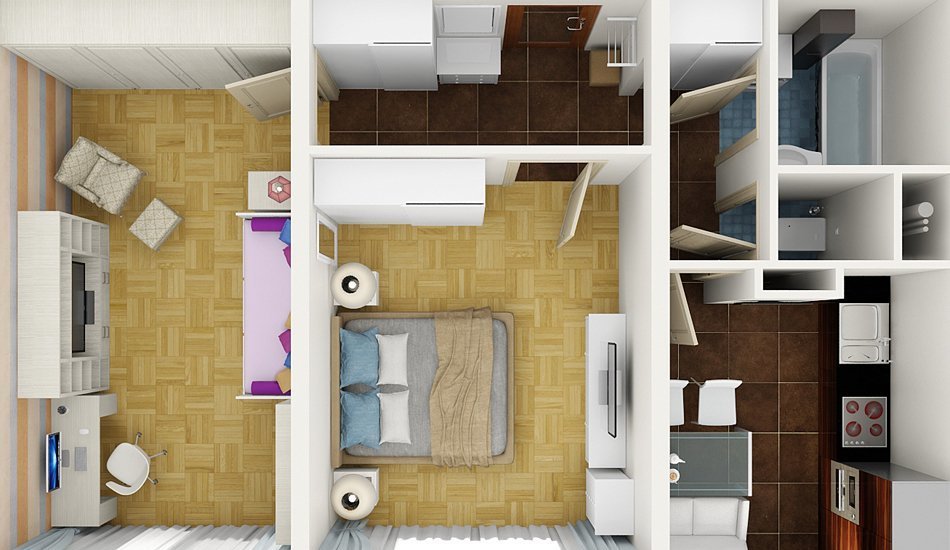 Проект двухкомнатной квартиры 44 кв м дизайн интерьера