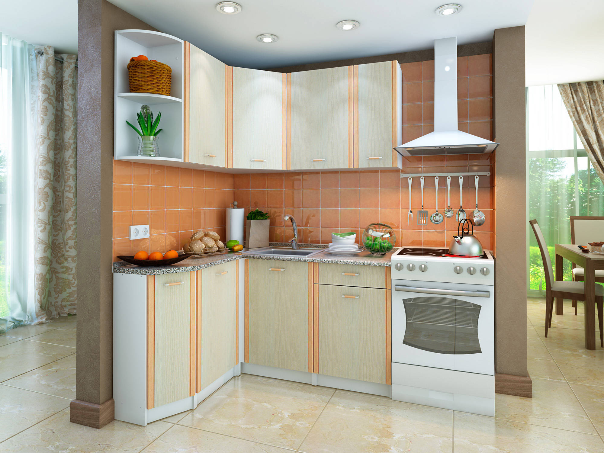 Угловые кухни без верхних шкафов в частном доме фото дизайн