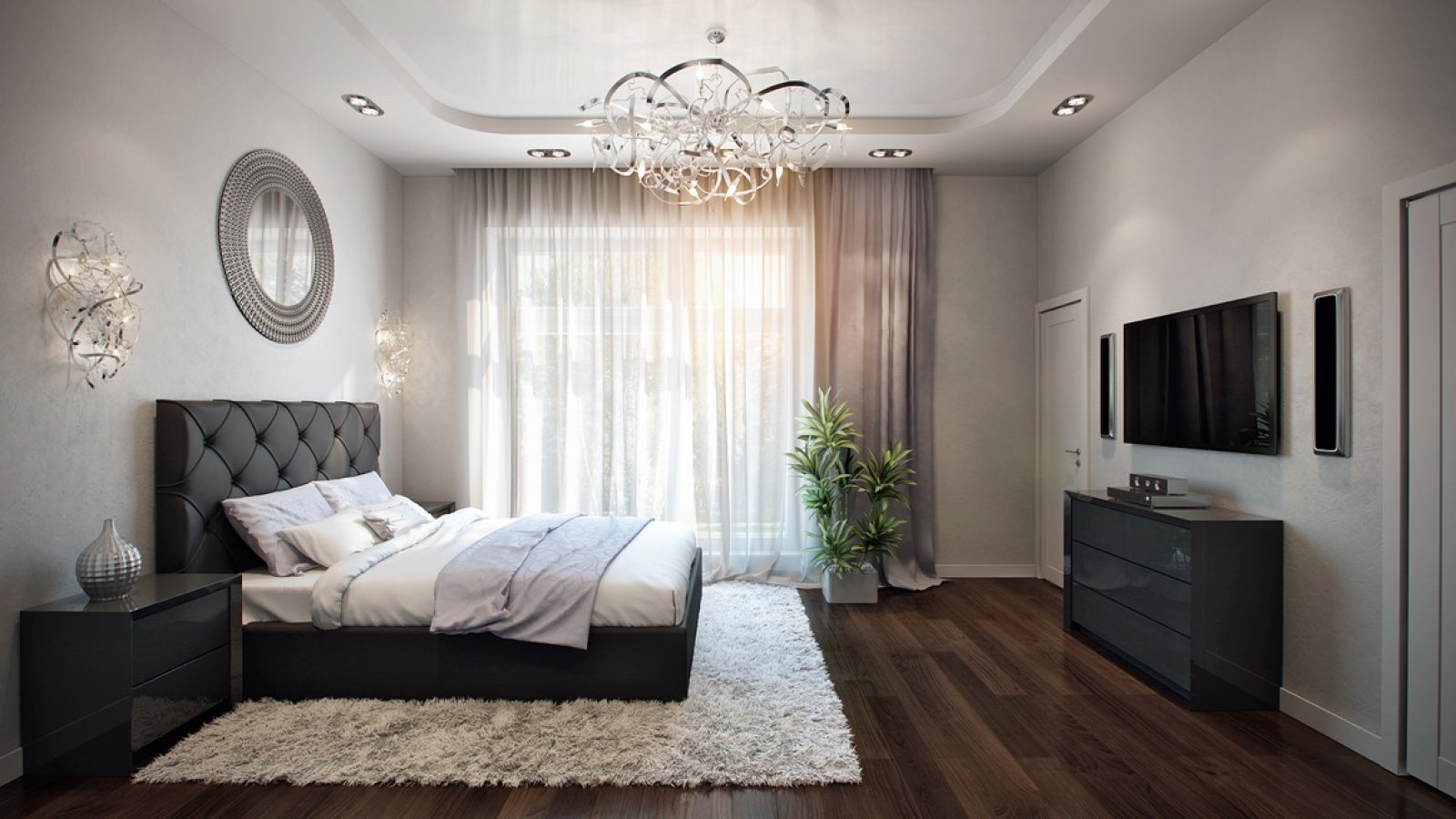 Дизайн спальни в современном стиле фото в доме с одним окном