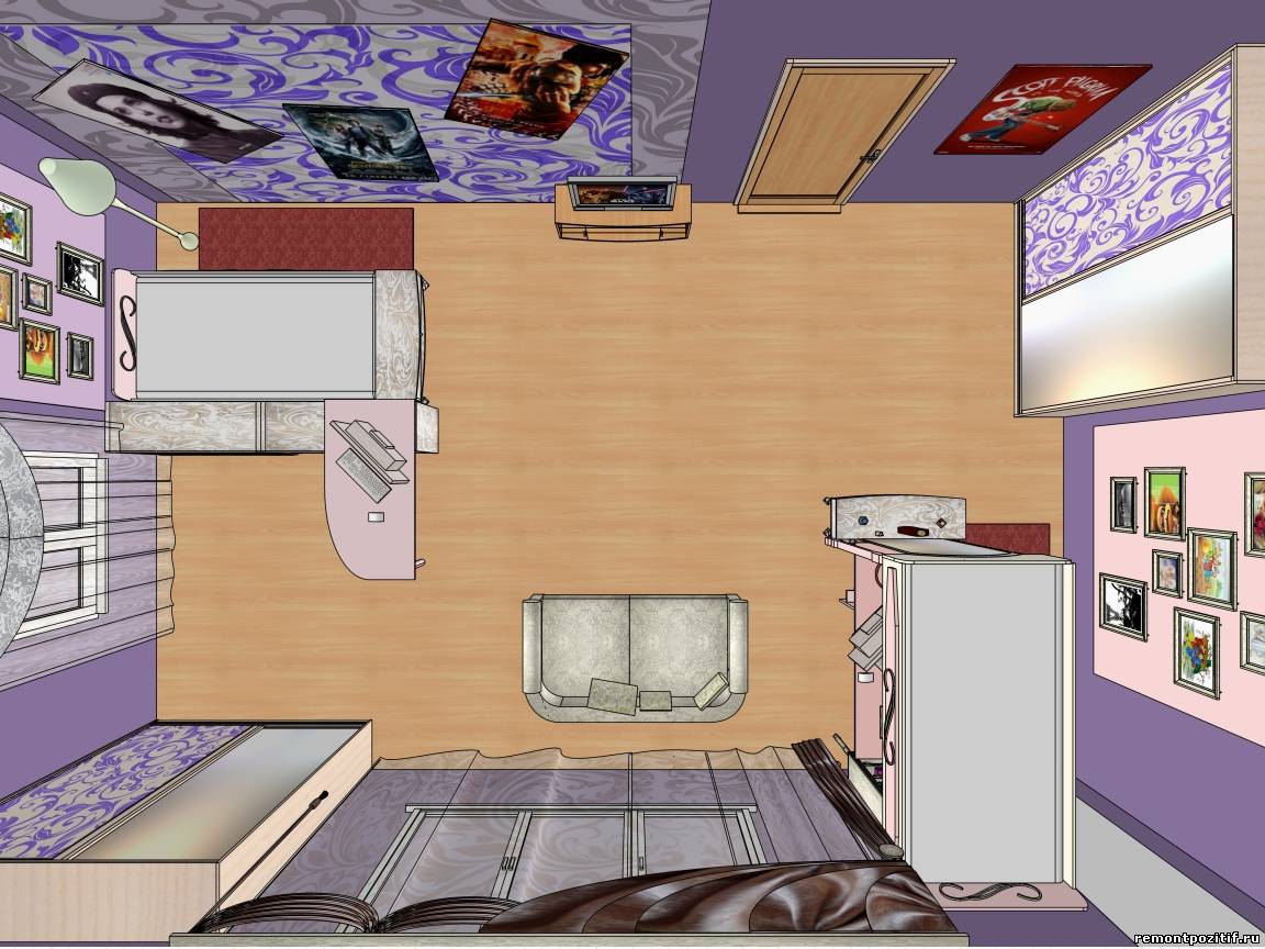 Дизайн одной комнаты разделенной на 2 комнаты