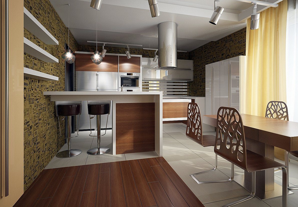 Дизайн кухня зал совместно фото интерьера