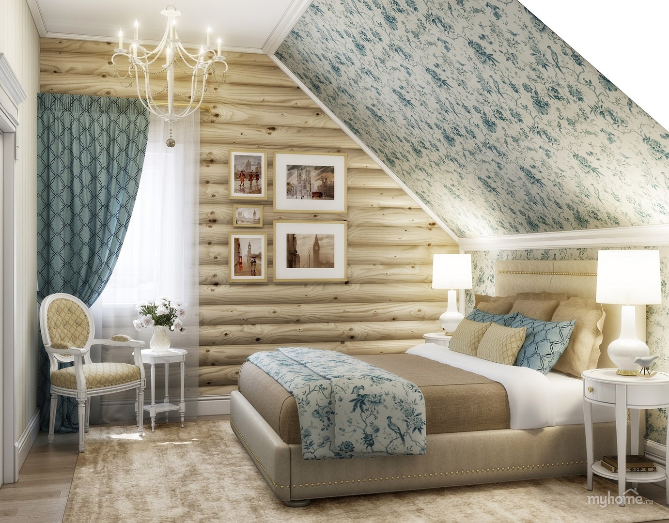 комнаты в стиле прованс в деревянном доме