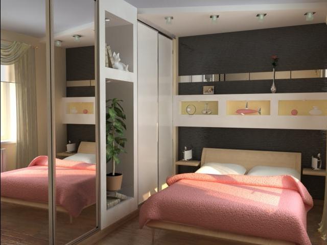 Дизайн маленькой комнаты со шкафом купе