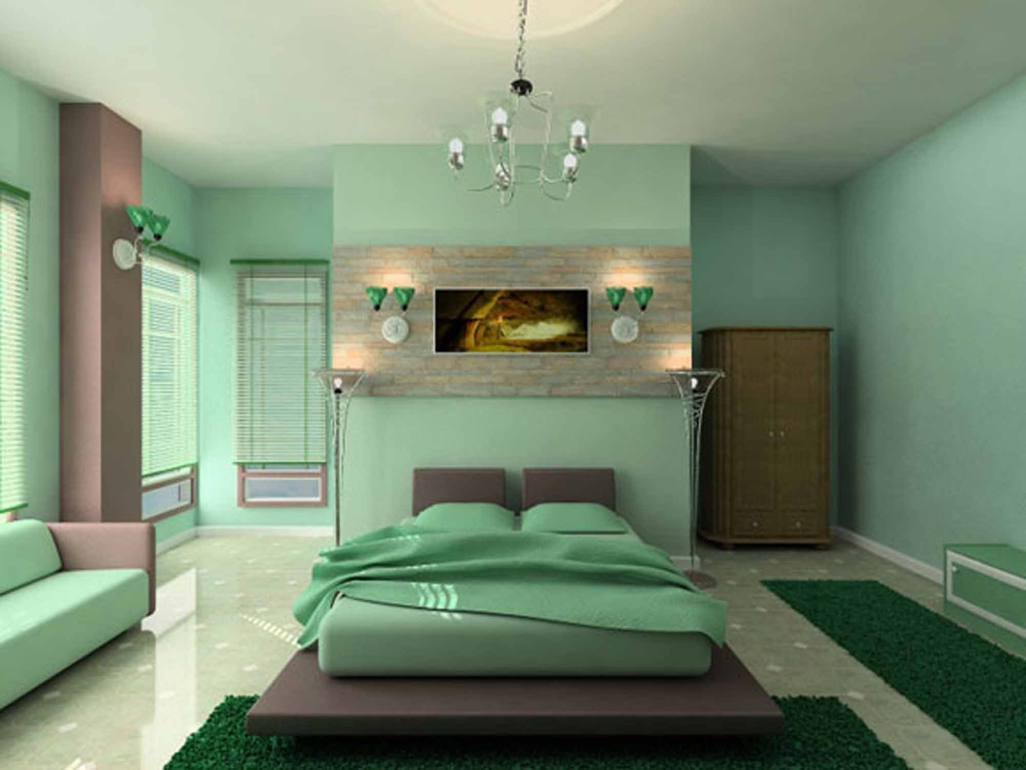Комната в зеленом стиле без смс