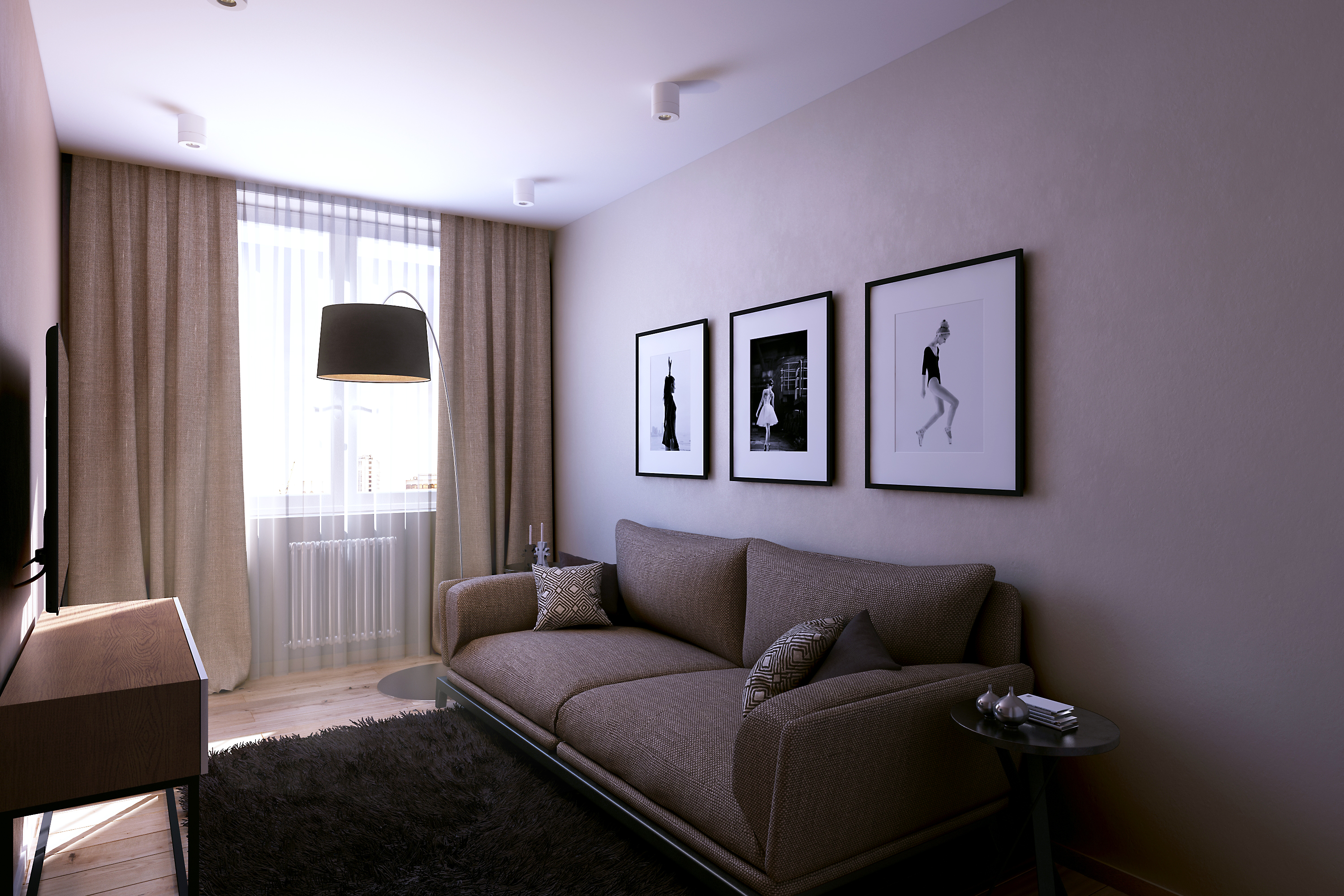 Дизайн комнаты 12 кв м фото в современном стиле с диваном для женщины