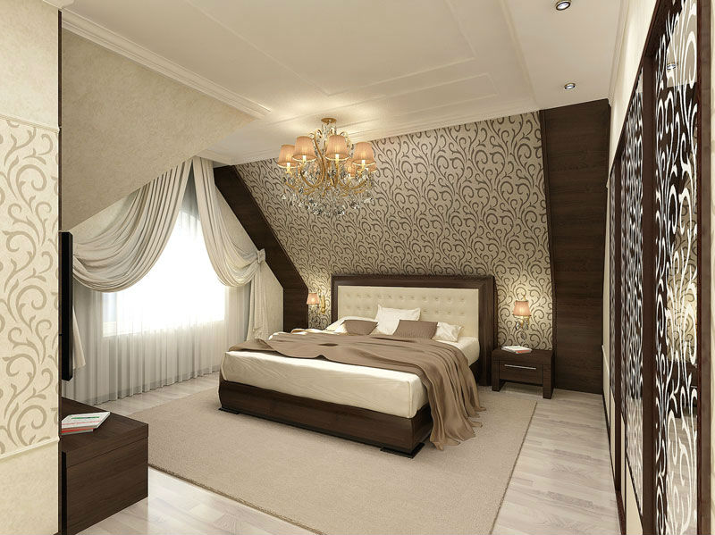 Дизайн спальной на мансарде