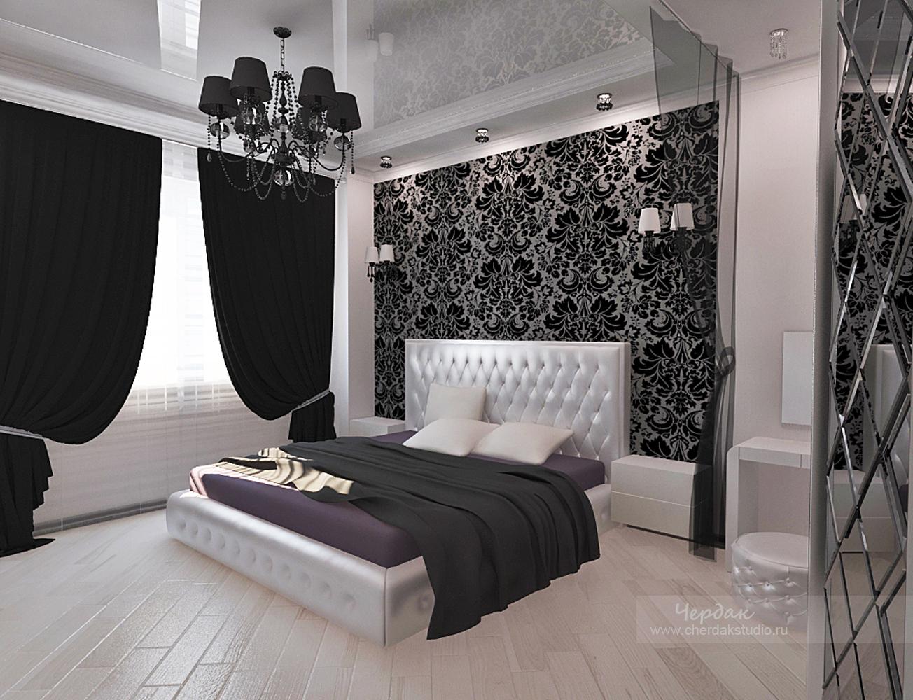 Черно белый интерьер для комнаты