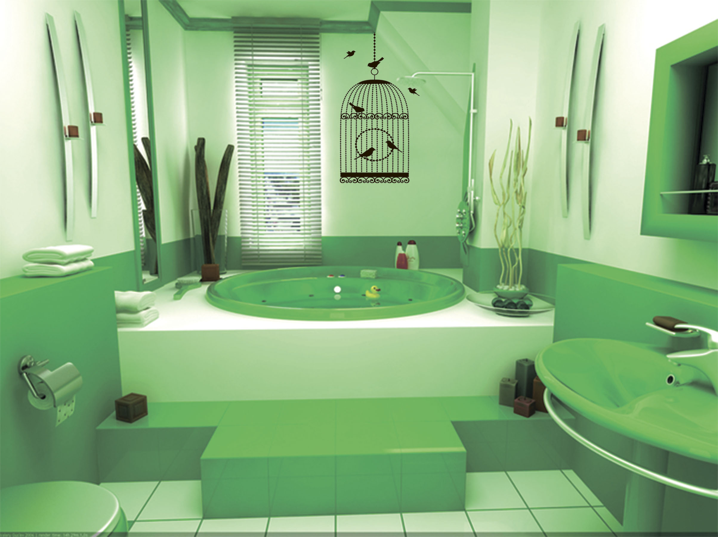 Зеленая ванная комната без смс