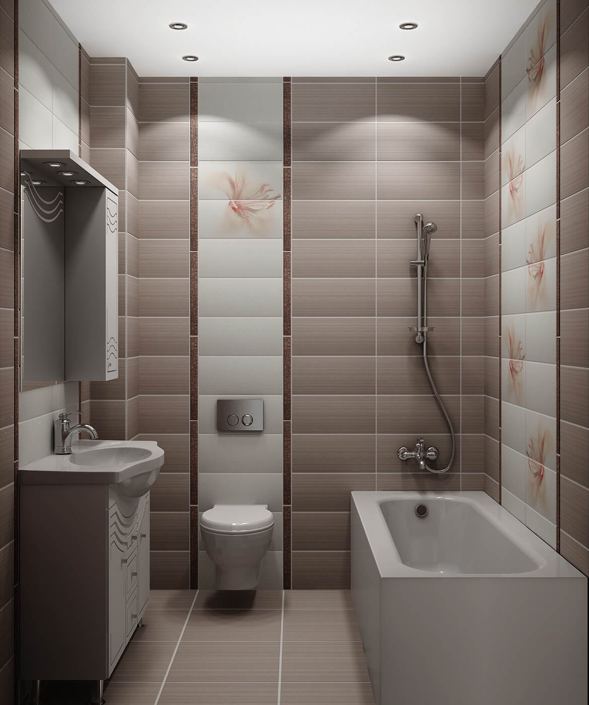 Дизайн однотонной плитки в ванной