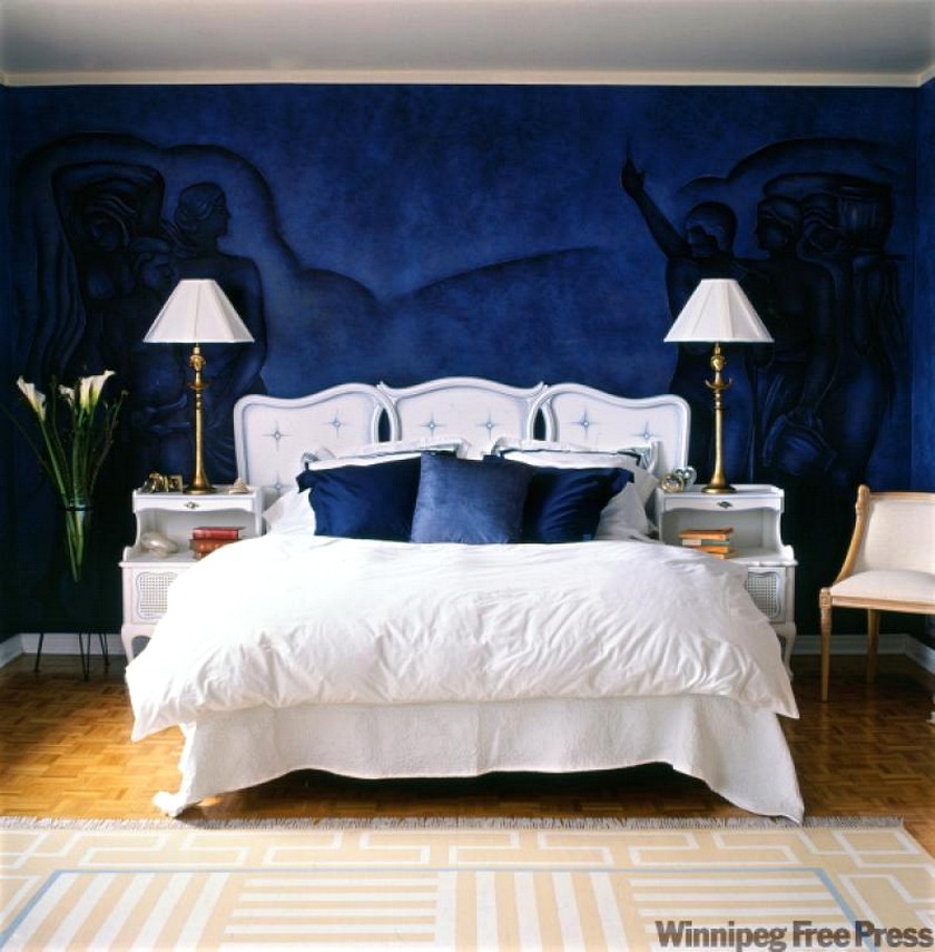 Синие Обои В Спальне Фото