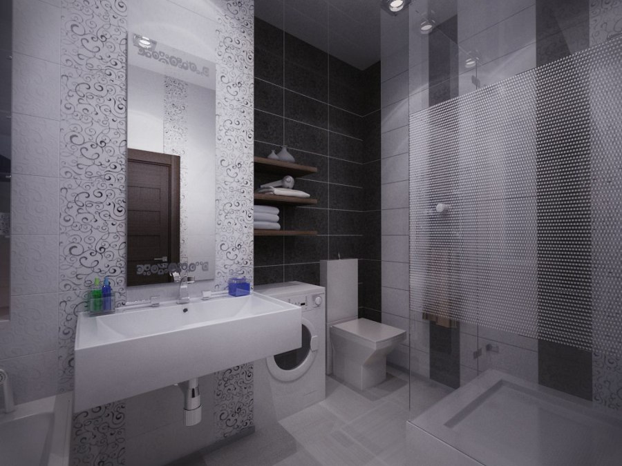 Маленькая ванная комната в сером цвете » Картинки и фотографии дизайна .