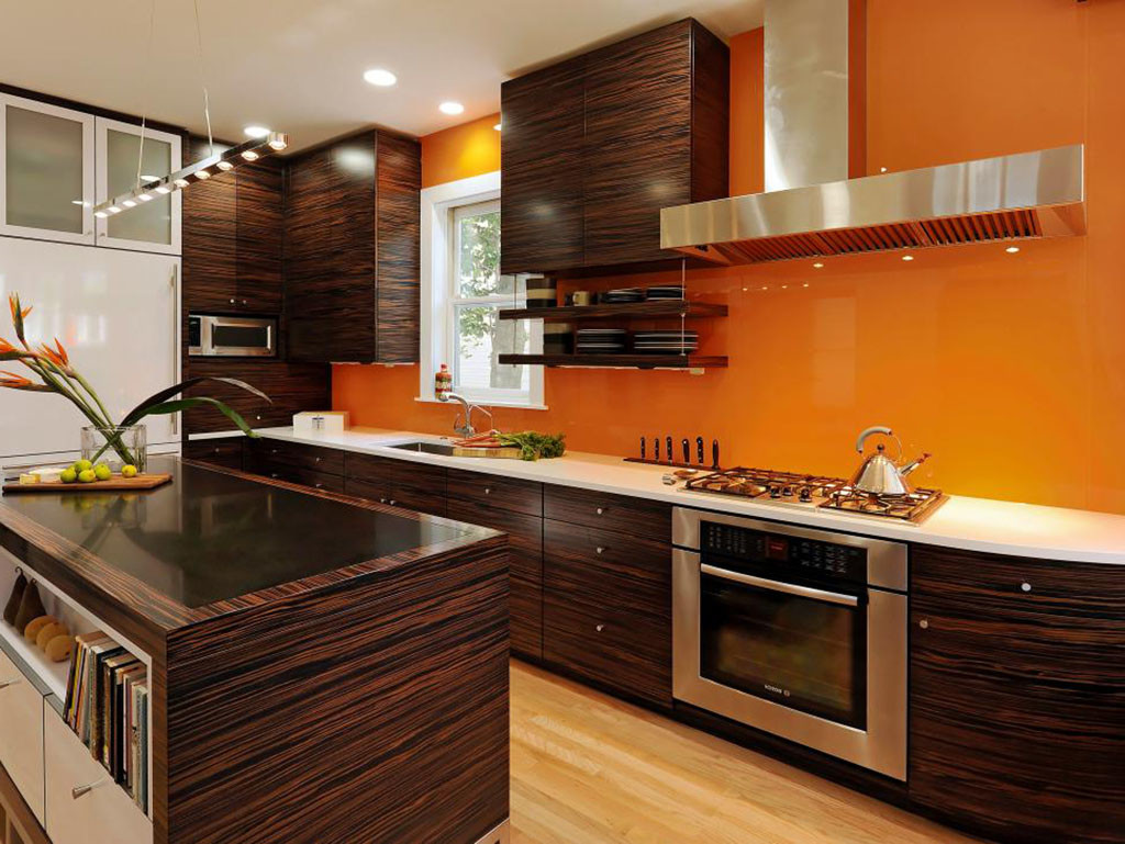 Кухни в коричневом цвете в современном стиле