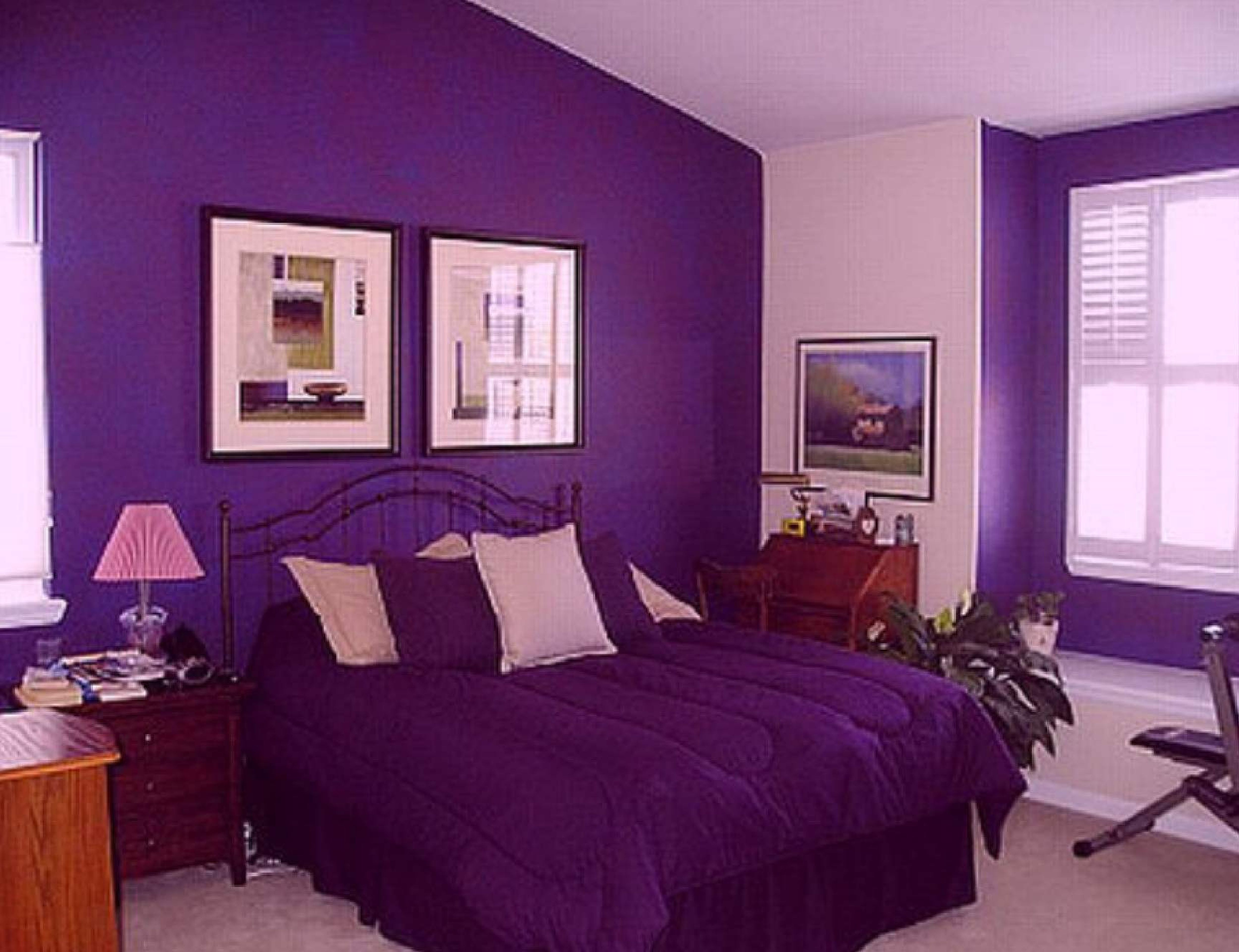 Purple Two Colour Combination For Bedroom Walls