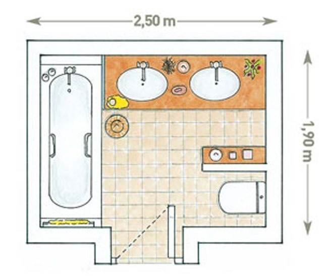 Планировка ванной комнаты раздельной