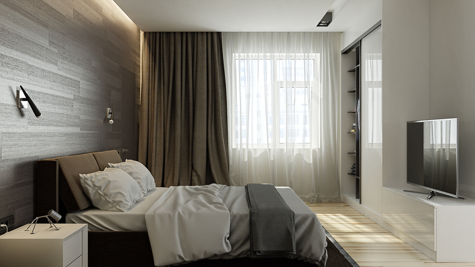 Современный минимализм в интерьере спальни
