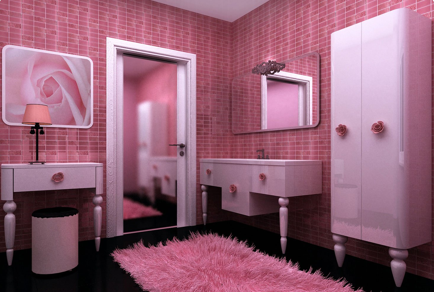 ванная в розовом цвете дизайн