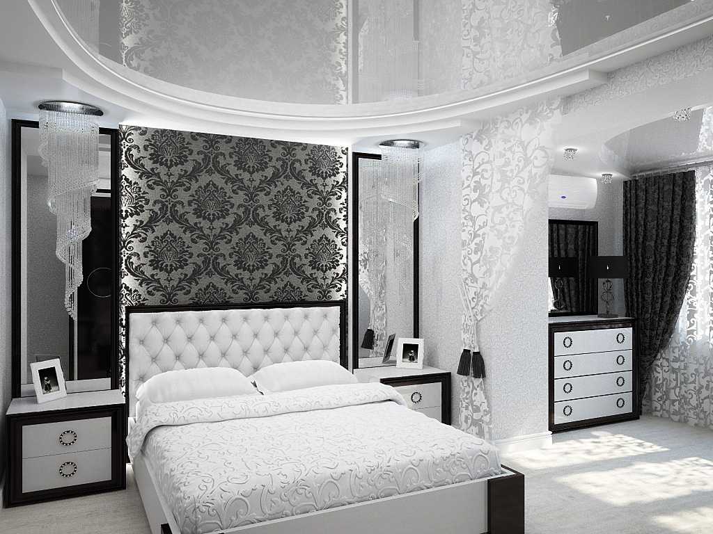 Белые обои дизайн в спальню