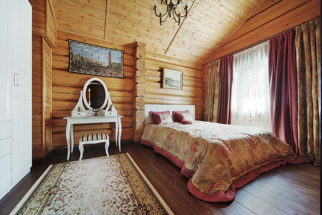 Дизайн спальной комнаты в деревянном доме » Картинки и фотографии .