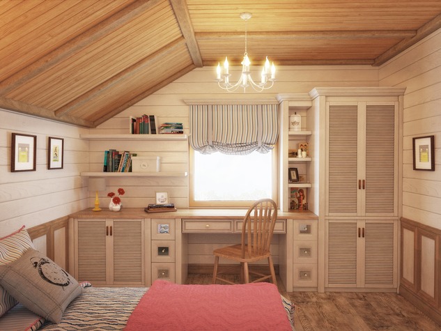 Дизайн спальной комнаты в деревянном доме » Картинки и фотографии .