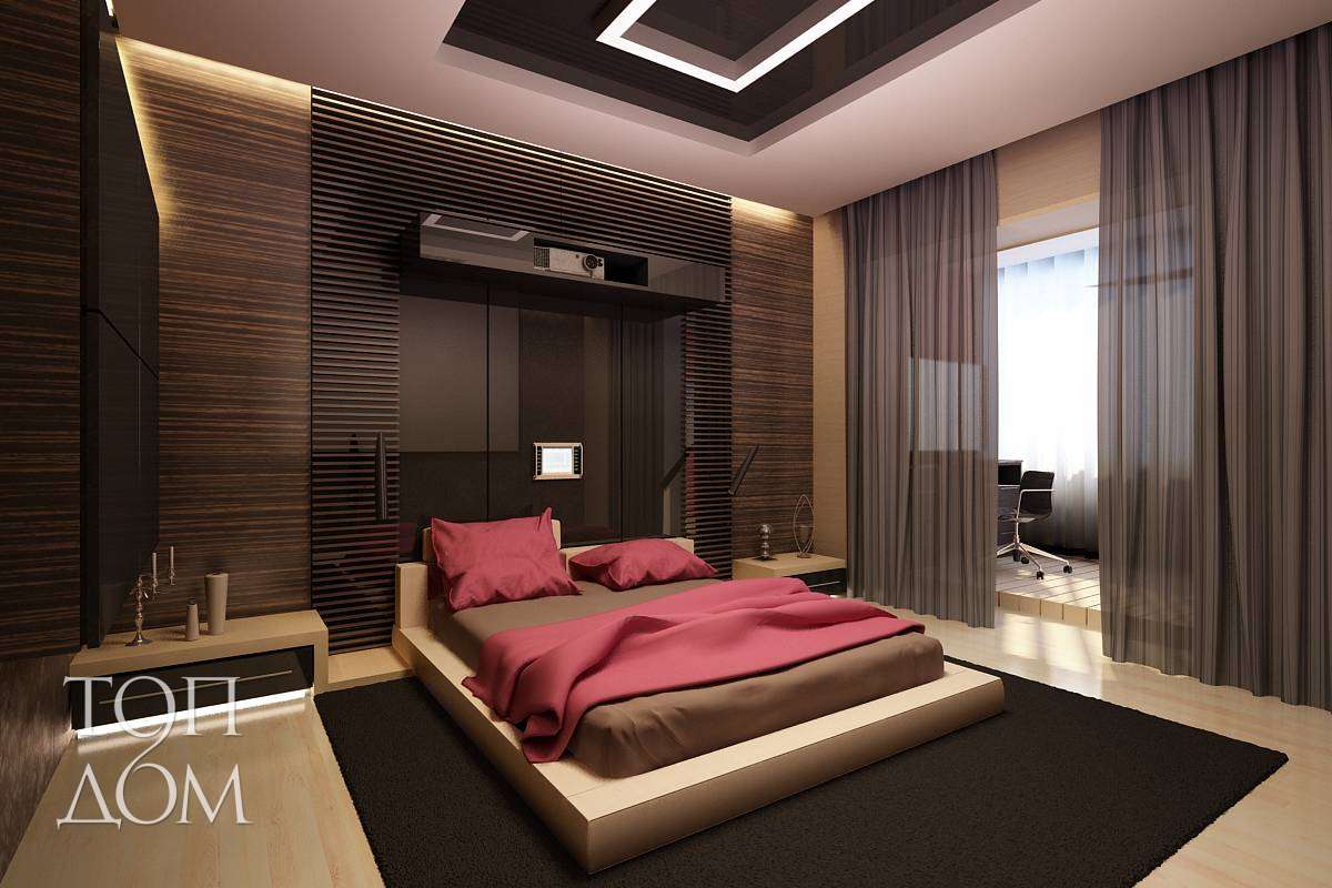 Дизайн комнаты со спальным местом и гостиной