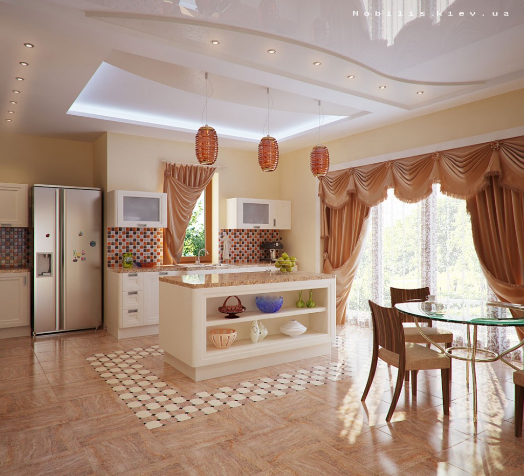 Дизайн кухни с комнатой в частном доме